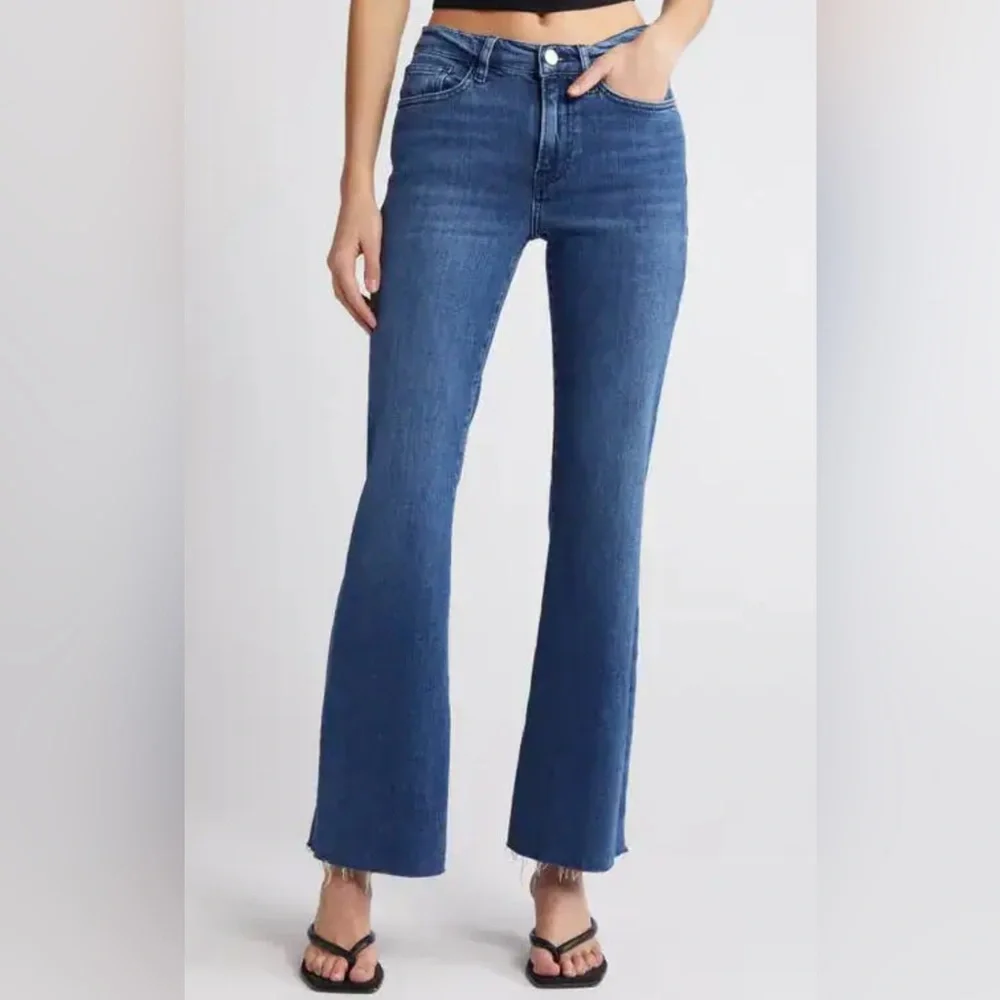 Frame Le Easy Flare Raw Hem Jeans - Picture 1 of 7